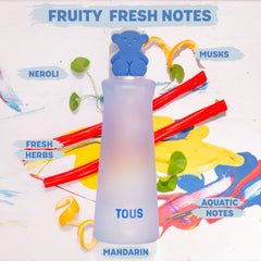 TOUS perfume, frasco detalle con etiqueta clara, regalo bonito para celebraciones.