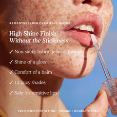 Tower 28 ShineOn aceites nutritivos para labios hidratados y protegidos.