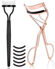 Rizador de pestañas TPPICK en kit metálico rosado-dorado para definir el rizo.
