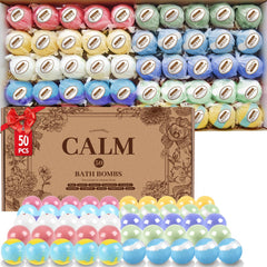 TranquilBliss bombas de baño: set de 50 piezas en caja regalo.