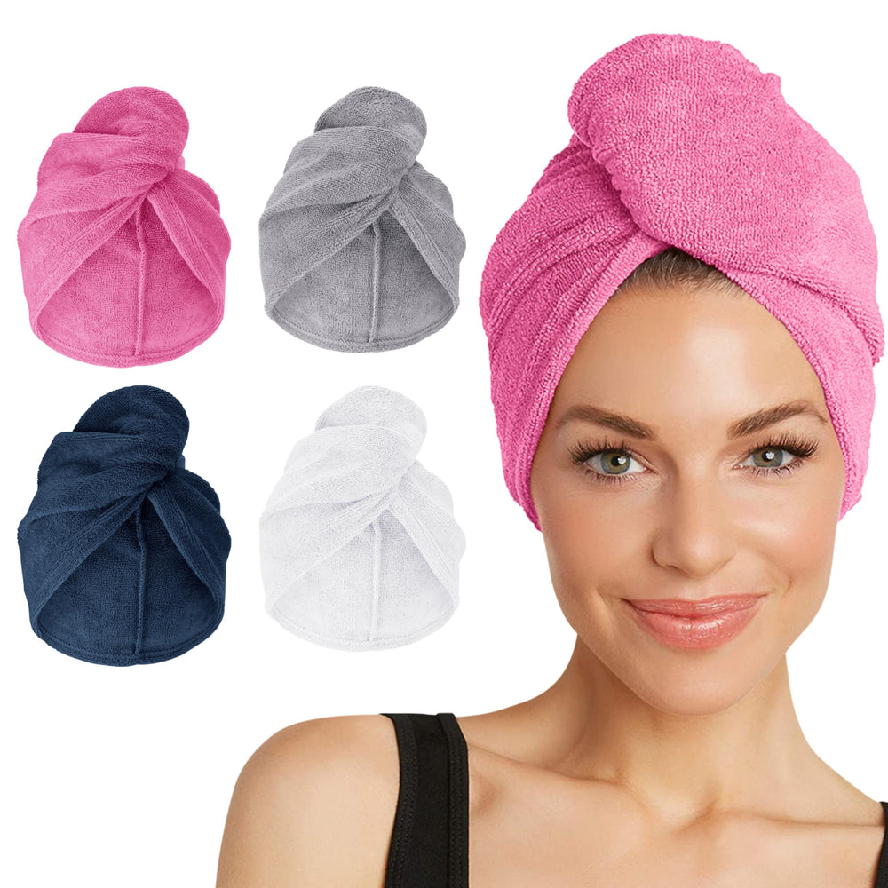 Turbie Twist: toalla microfibra rosa para secado rápido y suave.