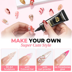 Gel UNA GELLA con consistencia equilibrada para modelado 3D en uñas.