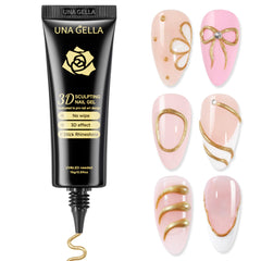 UNA GELLA gel 3D metálico bronce-oro para uñas, crea efectos 3D duraderos