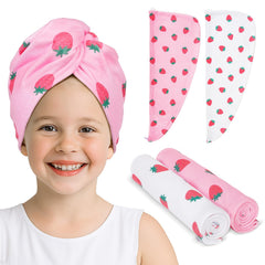 Toalla Unicorn Castle para niñas, secado rápido en rosa y blanco con diseño de fresa