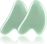 URAQT Gua Sha jade natural, dos piezas, conjunto para rostro; ayuda a relajar tensiones faciales.
