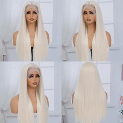 Cabello sintético Veally rubio platino lacio, tacto suave para uso diario.
