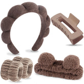 VELSCRUN spa headband con orejas oso para lavado facial cómodo