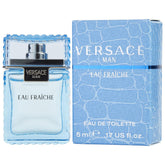 Versace Man Eau Fraiche mini frasco frente: fragancia fresca para uso diario.