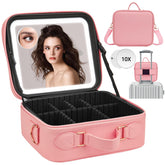 ViKert bolso de maquillaje de viaje con espejo iluminado para retoques sobre la marcha.