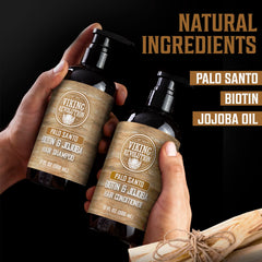 Textura hidratante del acondicionador Palo Santo de Viking Revolution para cabello sedoso.
