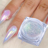 Vonrui polvo cromo uñas, tarro con acabado perla blanca para look creativo
