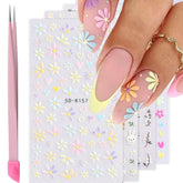 VOTACOS pegatinas para uñas con margaritas en relieve 5D para un estilo primaveral