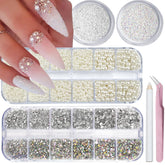 Piedras flatback de VOTACOS con brillo AB para uñas acrílicas, ideal para acentuar diseños.