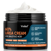 Crema VREKEF Urea 60% en botella para hidratación profunda de los pies.