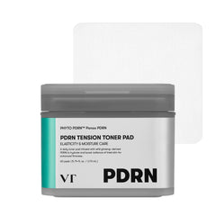 VT COSMETICS PDRN Tension Toner Pad, envase práctico para uso diario y aplicación suave.