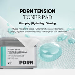VT COSMETICS PDRN Tension Toner Pad, uso diario para absorción suave y tono más uniforme.