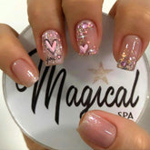 Uñas WBRRFJJ 24 piezas, corazones en diseño corto, para San Valentín.