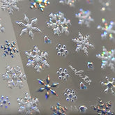 WBRRFJJ copos de nieve holográficos azul blanco, ideal para decoraciones navideñas en uñas.