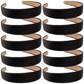 Diadema satinada negra Wecoe de 1,3 pulg. con empaque de 10 para uso diario.