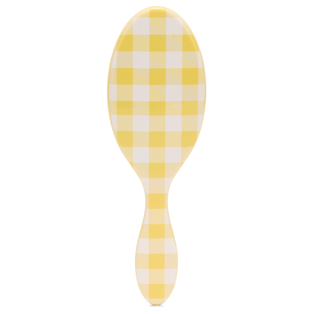 Wet Brush Original Detangler frente dorado-gingham: desenreda con suavidad en cabello húmedo o seco.