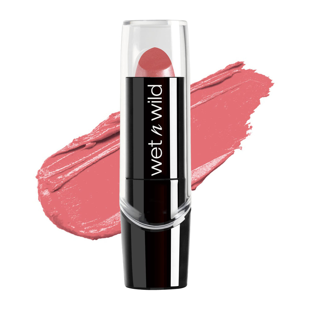 wet n wild labial acabado seda muestra color intenso y textura suave.