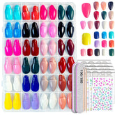 Whisrvival uñas postizas 576 piezas, conjunto completo para múltiples estilos