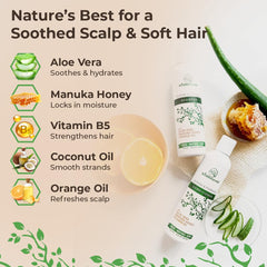 Acondicionador Wild Naturals eccema psoriasis, frasco, cabello suave y cuero cabelludo equilibrado.
