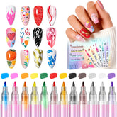 Woobena bolígrafos arte uñas 12 colores para diseños precisos en casa.