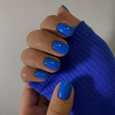 Uñas postizas XCREANDO azul real corto y cuadrado para un aspecto pulido