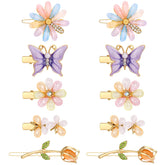 Broches para cabello XunYee con cristales florales y mariposa