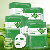 Mascarilla YAFUSIPE de aloe vera con hoja fresca para hidratar la piel.