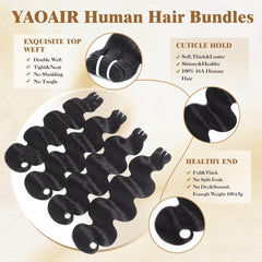 Yaoair pack de cuatro mechones 18–24 pulgadas para look real.