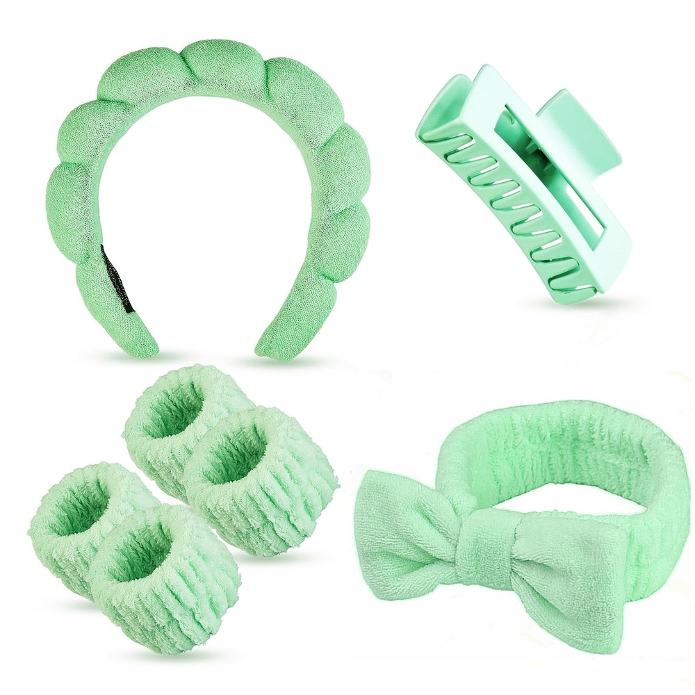 Yaqulen set spa 7 piezas con toalla para la cabeza, absorbe agua y mantiene el cabello alejado