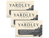 Jabón Yardley carbón activado frente al pack, limpieza suave para la piel