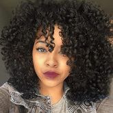 YEAME peluca rizada para mujer negra, frente visible, look natural para cualquier ocasión.