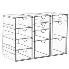 Organizador YFXCVSL de maquillaje acrílico con 11 gavetas para ver todo de un vistazo.