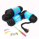 Youngther hilo acrílico brasileño negro natural, ideal para trenzados duraderos.