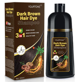 YOURTONE champú-tinte 3 en 1 marrón oscuro cubre canas con color uniforme