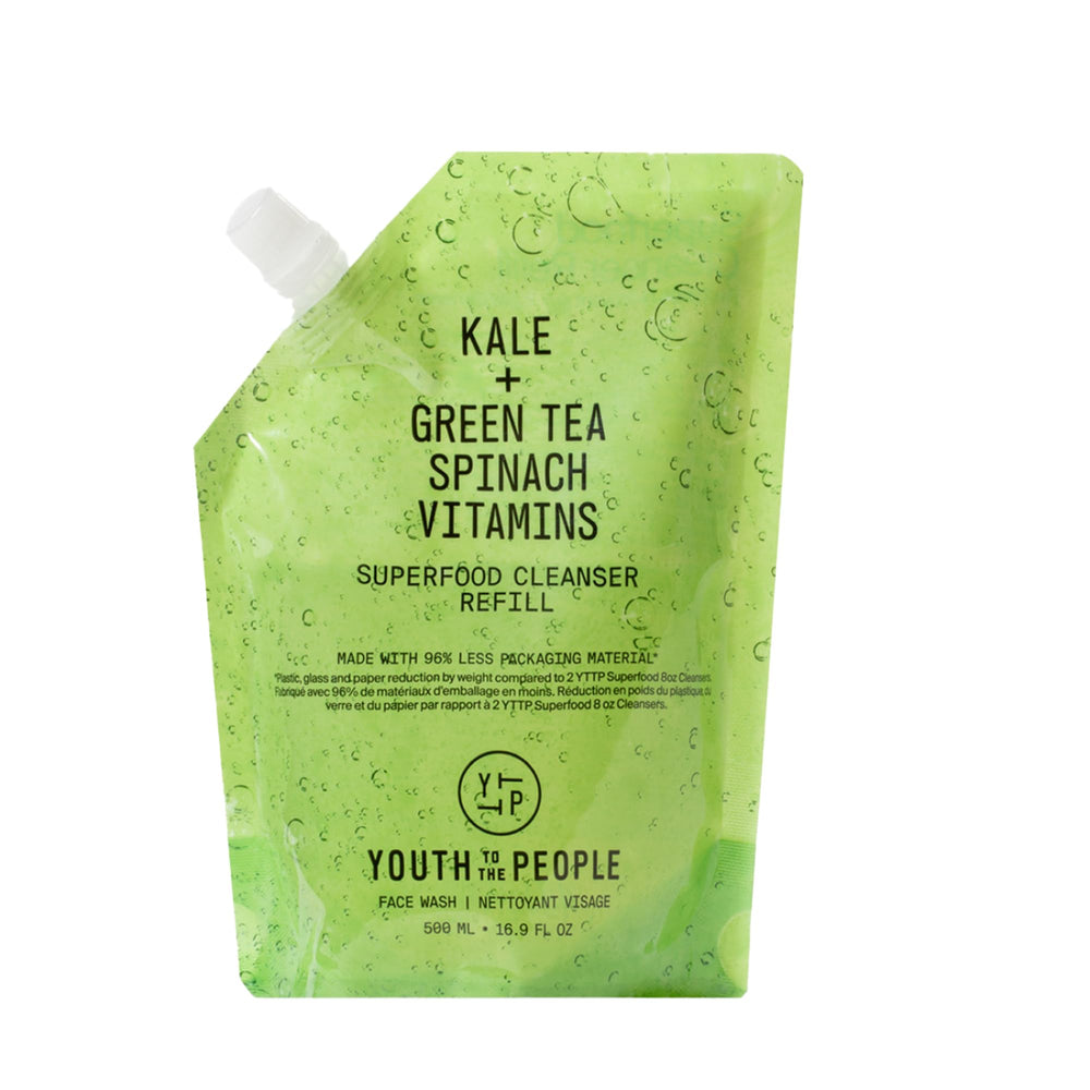 Youth To The People: botella de vidrio recargable para limpieza facial suave