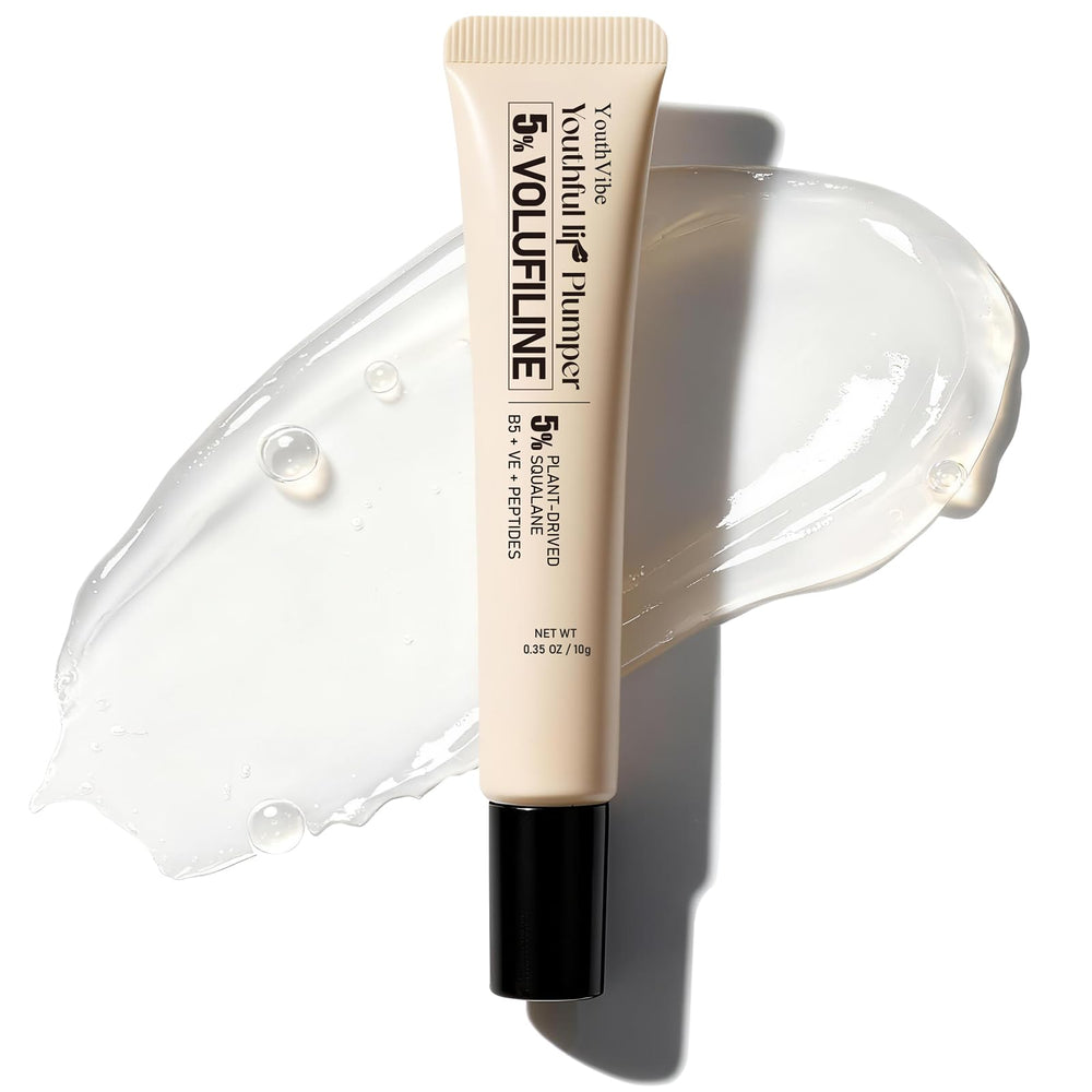 YouthVibe voluminizador de labios muestra la botella con Volufiline al 5% para labios más llenos