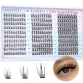 Pestañas zanlufly en racimos C-Curly con efecto natural y ligero.