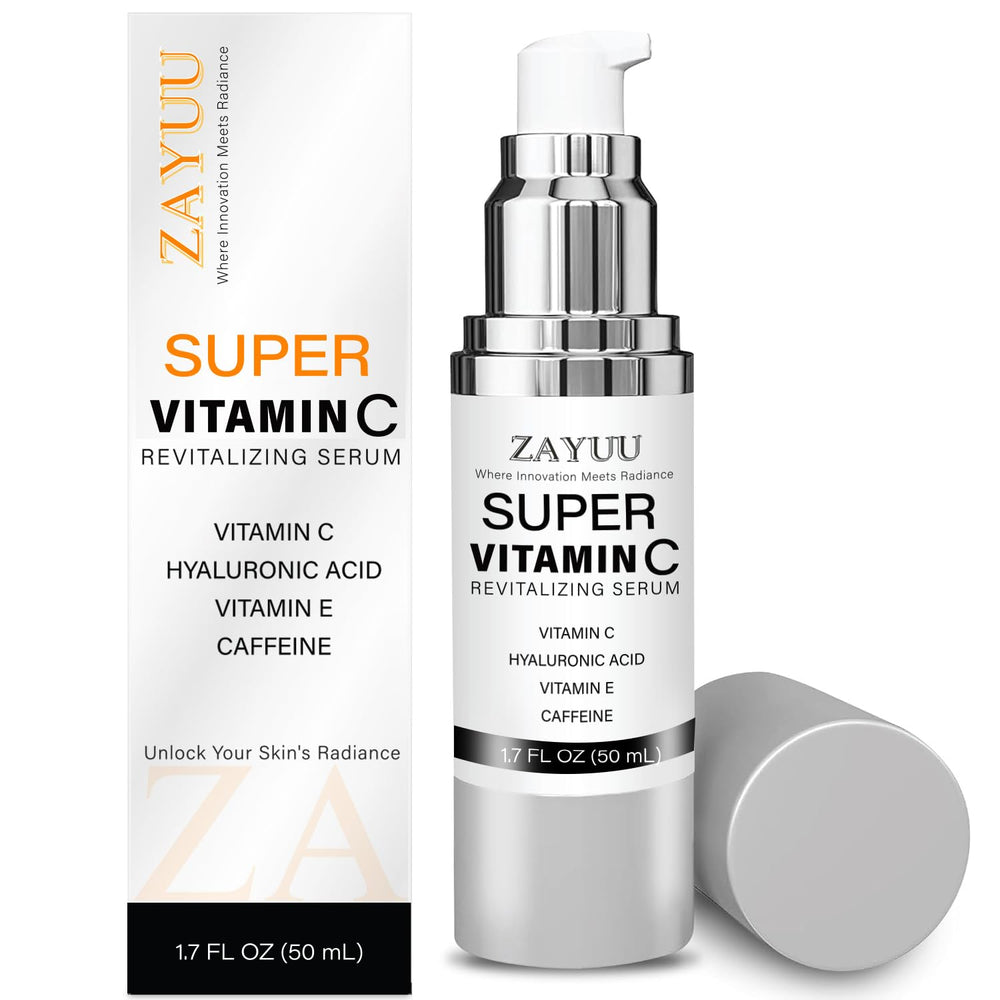 Serum ZAYUU Vitamina C en frasco con gotero para iluminar la piel.