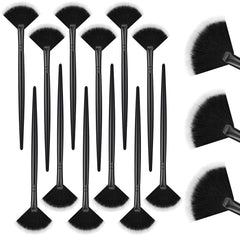 Conjunto Ziliny de 12 pinceles abanico faciales para múltiples tareas de belleza.