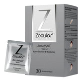 Zocular ZocuWipe: empaque de 30 toallitas para párpados, ideal para higiene diaria suave.