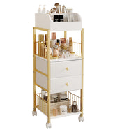 Carrito dorado de ZQUYAJ para maquillaje, organiza cosméticos con estilo.