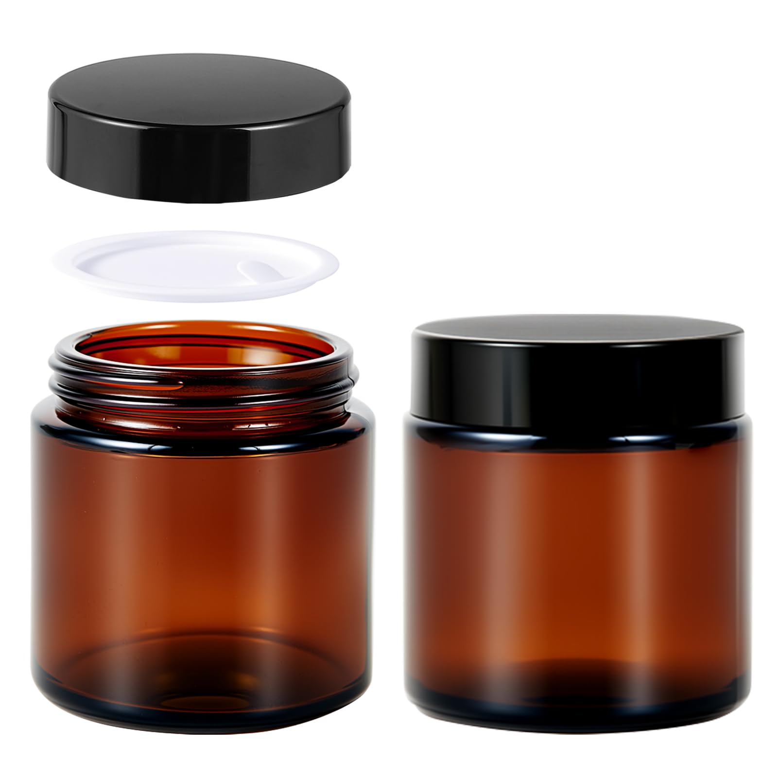 Frasco 11 Hoa Kinh ámbar 4 oz con tapa negra, protección UV para cosméticos