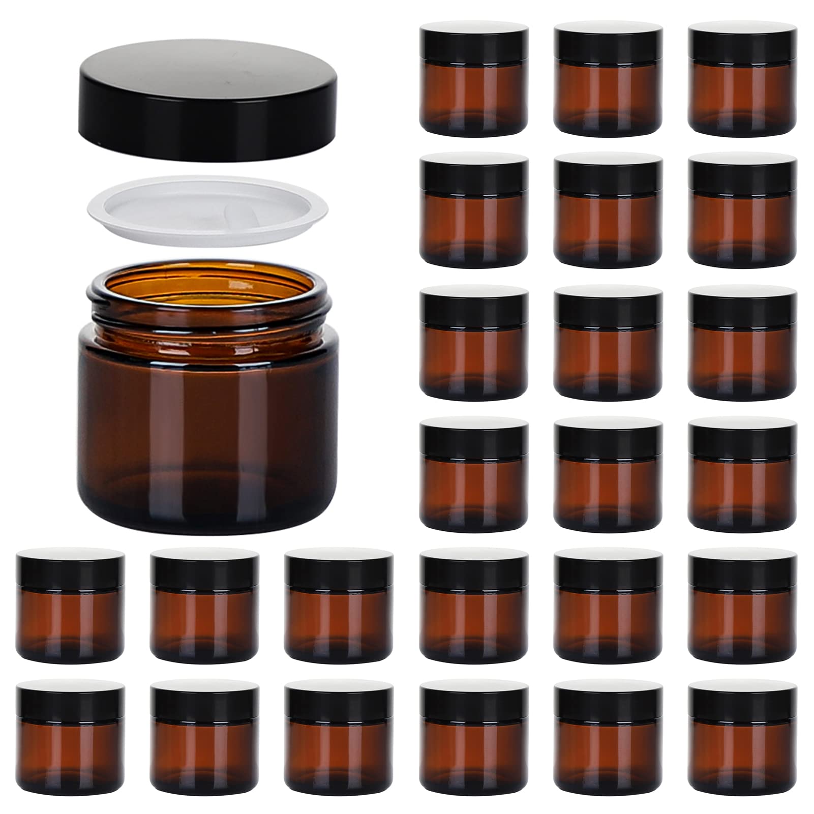 11 Hoa Kinh tarro ámbar 2oz con tapa negra, ideal para cremas y aceites