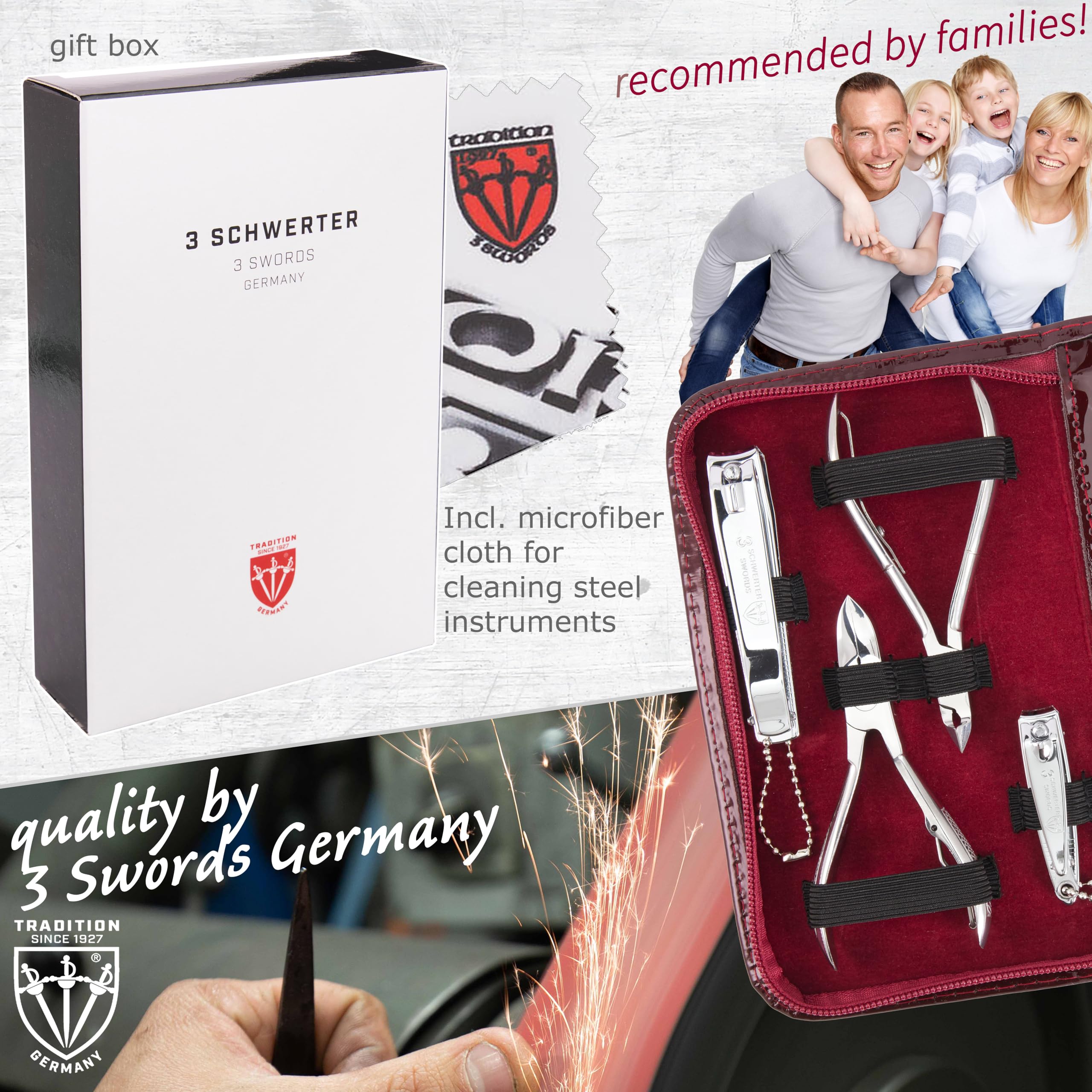 Estuche cuero burdeos 3 Swords Germany, almacenamiento elegante.