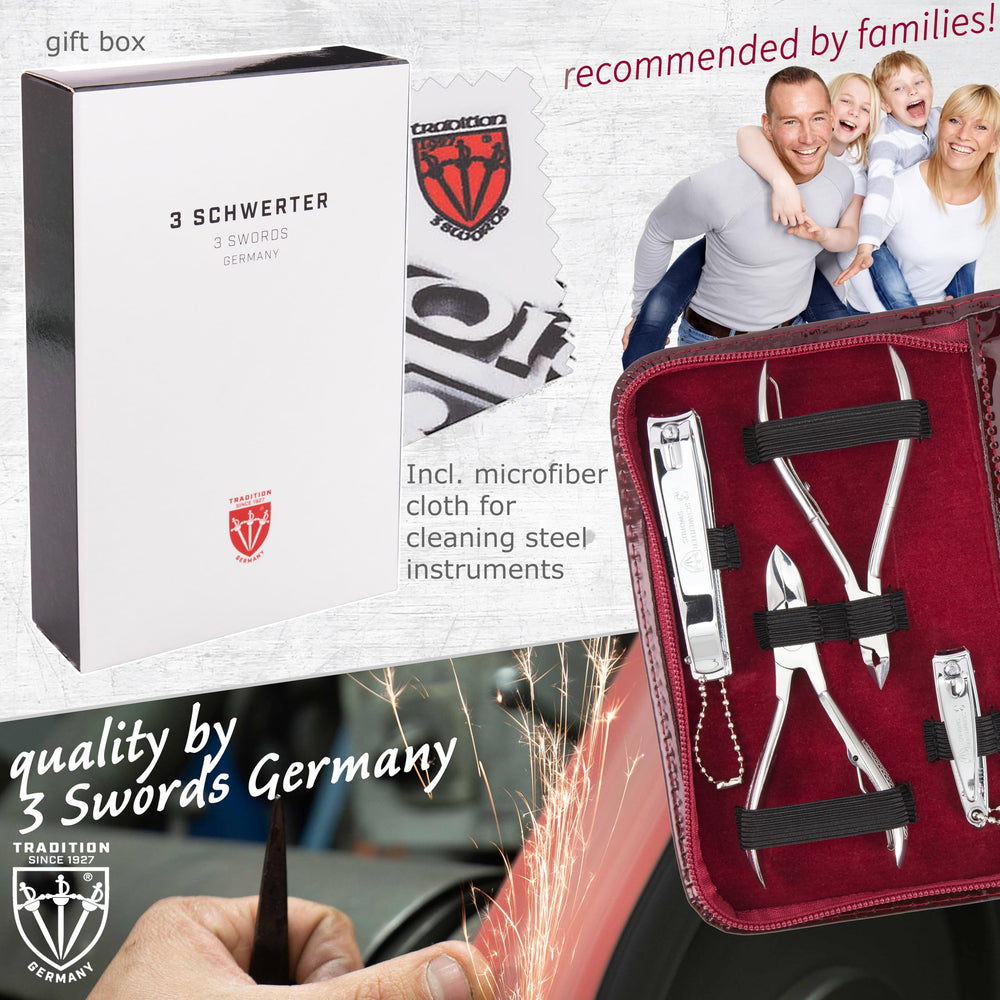 Estuche cuero burdeos 3 Swords Germany, almacenamiento elegante.