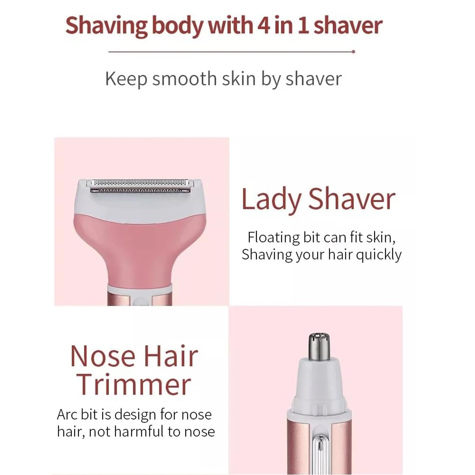 Cortapelos 4 en 1 para mujer: cabezal resistente al agua.